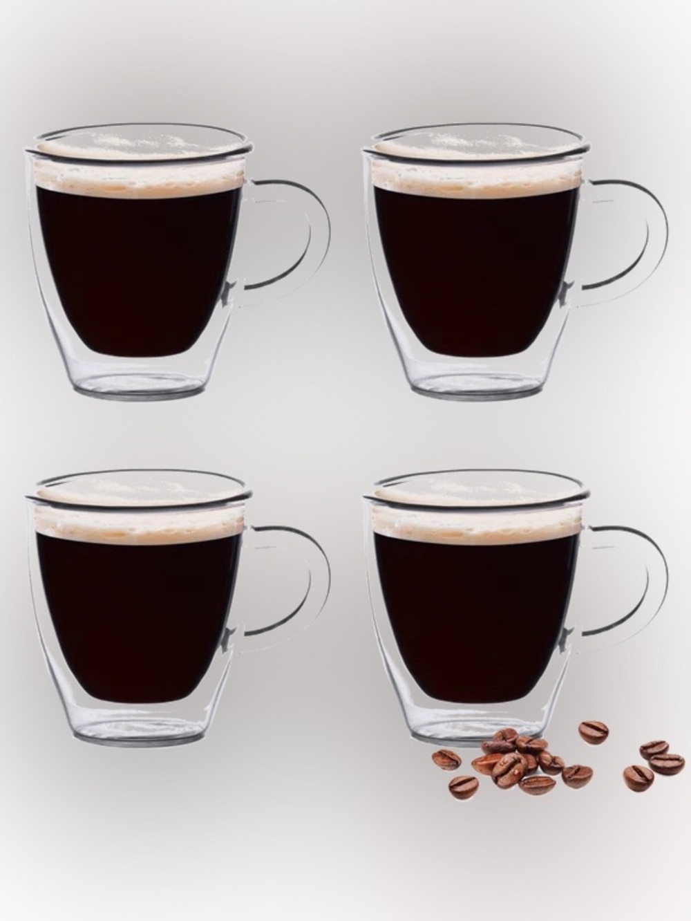 Eparé 2 oz Double Wall Espresso Cups (Set of 4) (Handle)